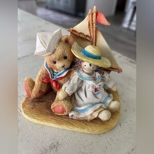 Cherished Teddies Nautical Figurine with Blue and Red Accents
